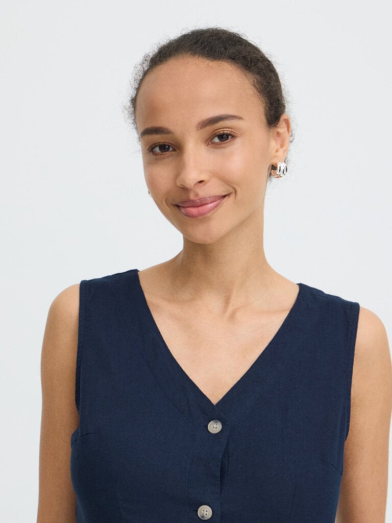 B. Young Navy Button Front Dress