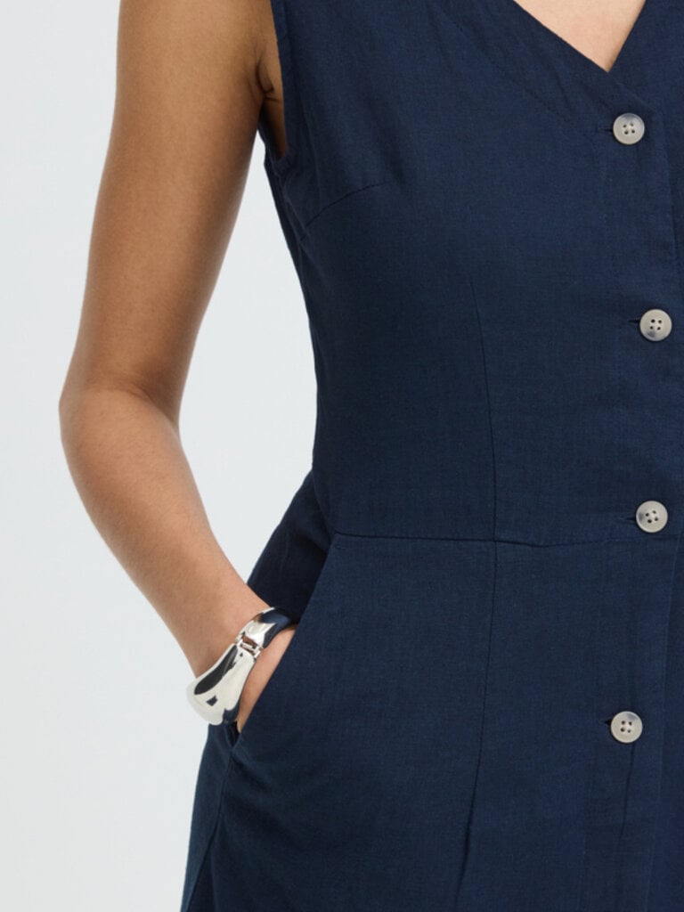 B. Young Navy Button Front Dress
