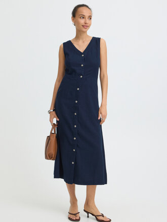 B. Young Navy Button Front Dress