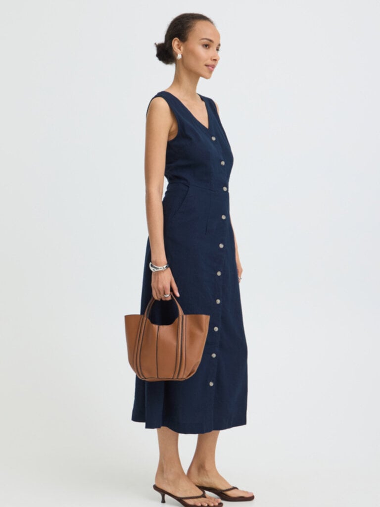 B. Young Navy Button Front Dress