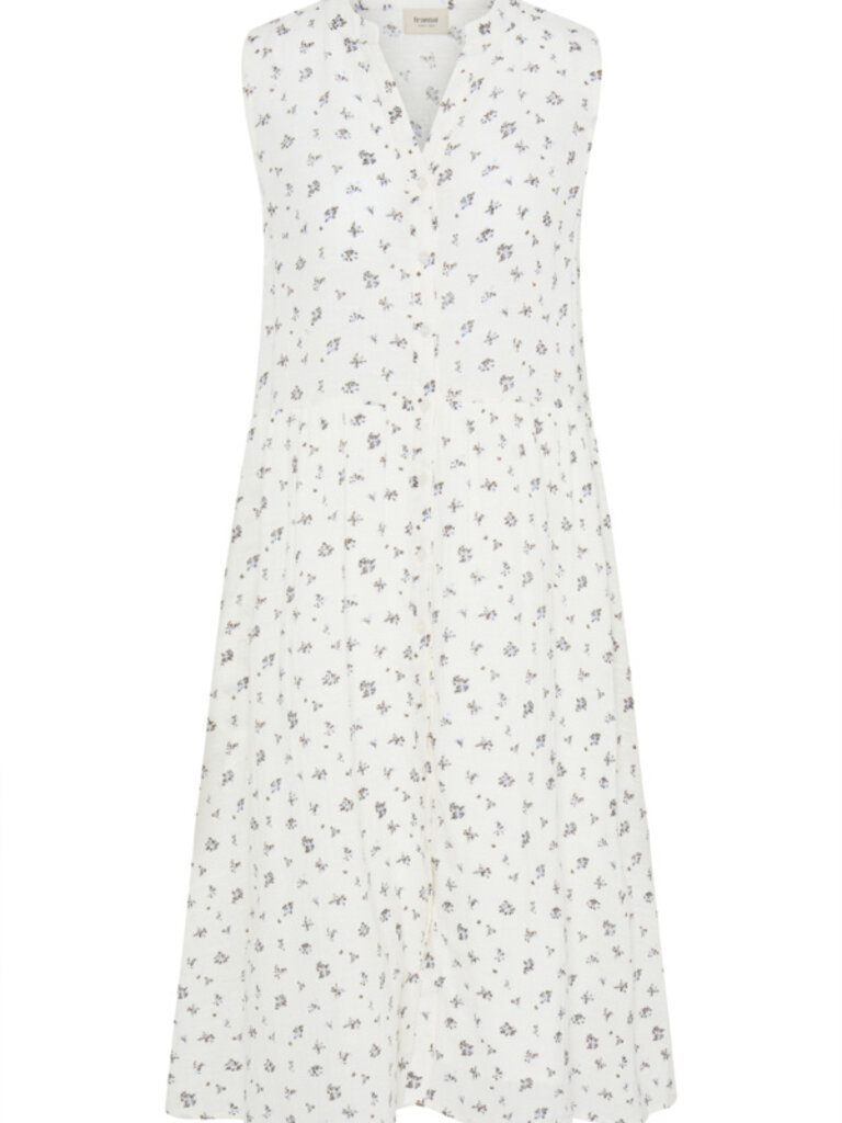 Fransa Brown Blue Floral Dress