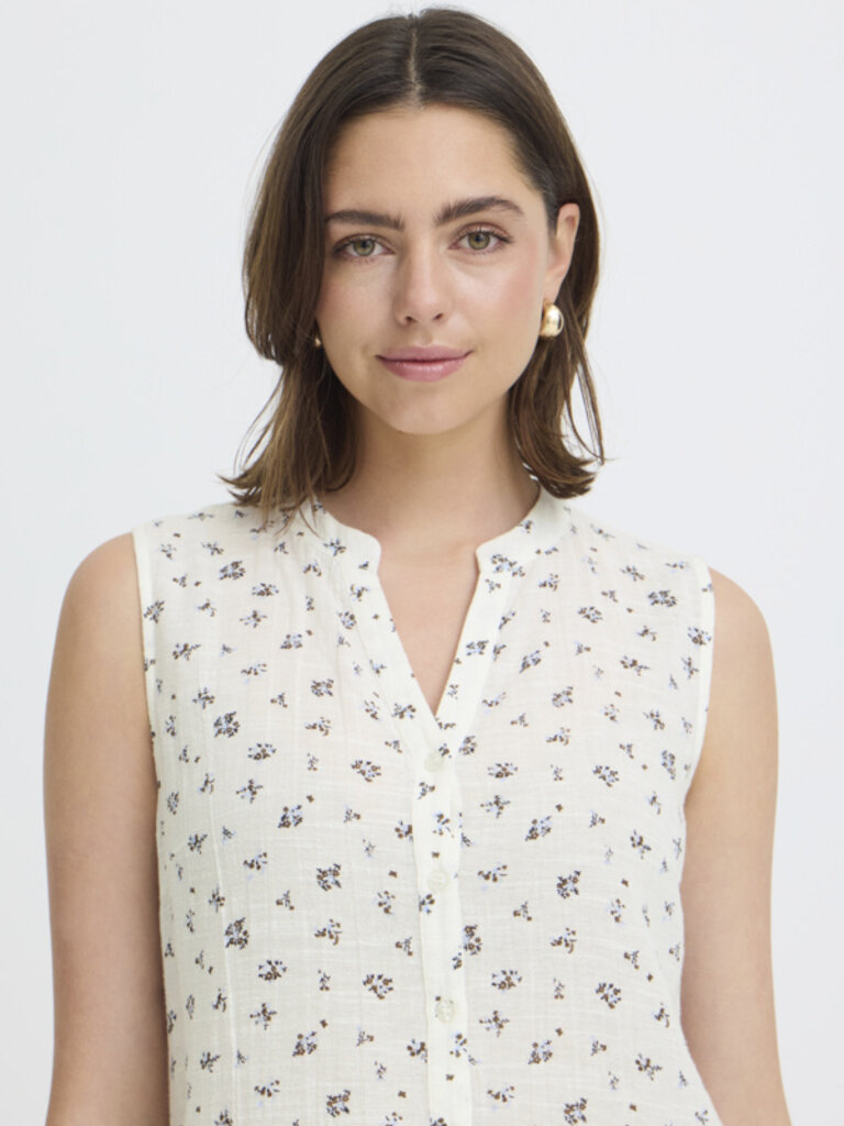 Fransa Brown Blue Floral Dress