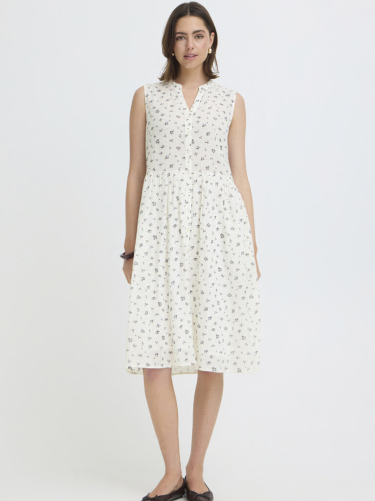 Fransa Brown Blue Floral Dress