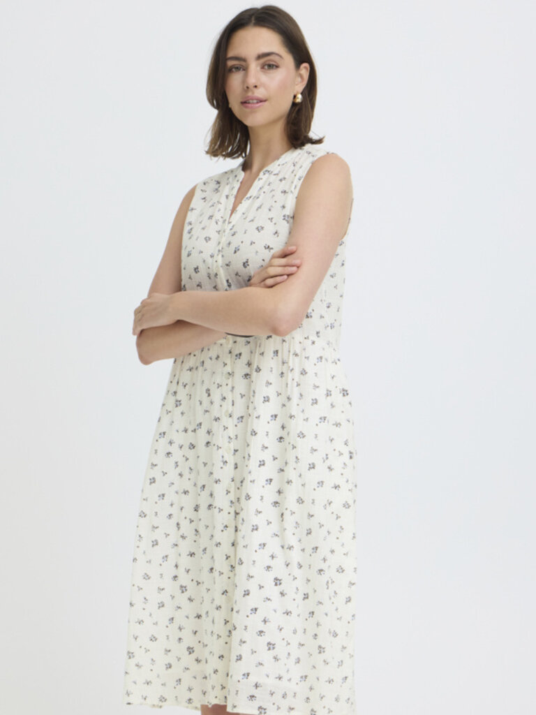 Fransa Brown Blue Floral Dress