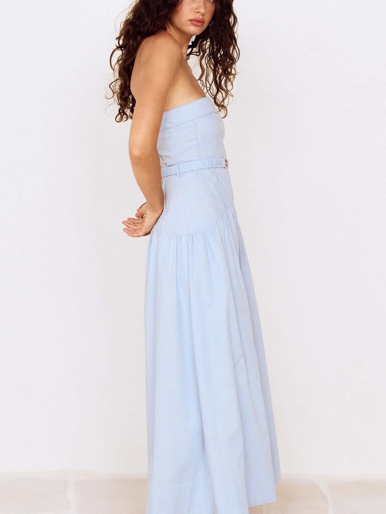 Mink Pink Sky Blue Strapless Midi