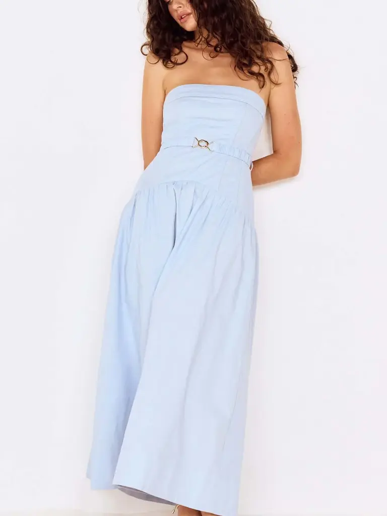 Mink Pink Sky Blue Strapless Midi