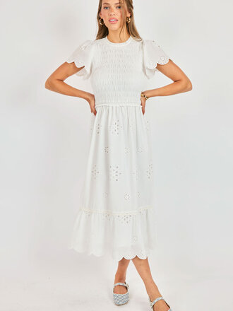 Sadie & Sage Bloom Smocked White Dress