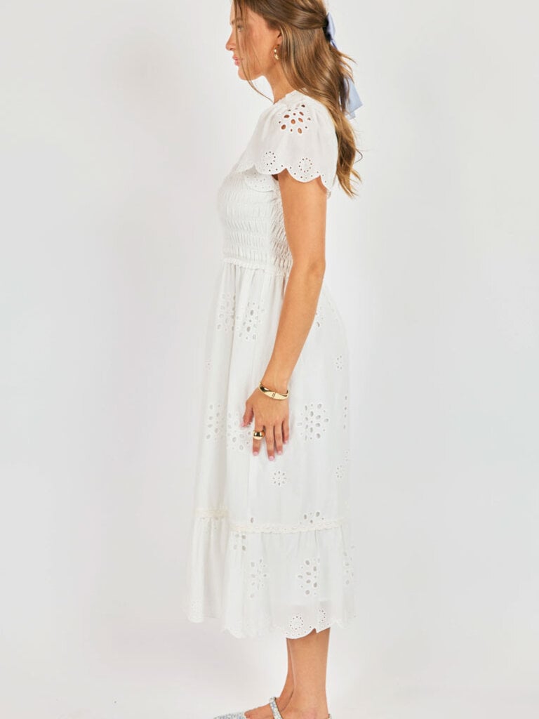 Sadie & Sage Bloom Smocked White Dress