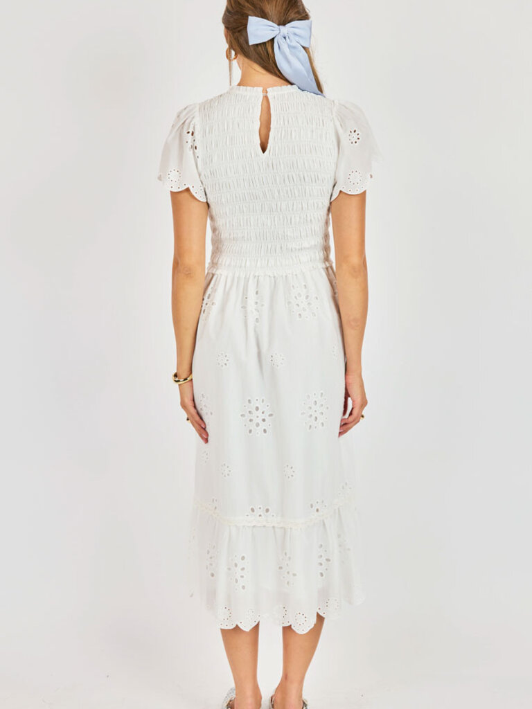 Sadie & Sage Bloom Smocked White Dress