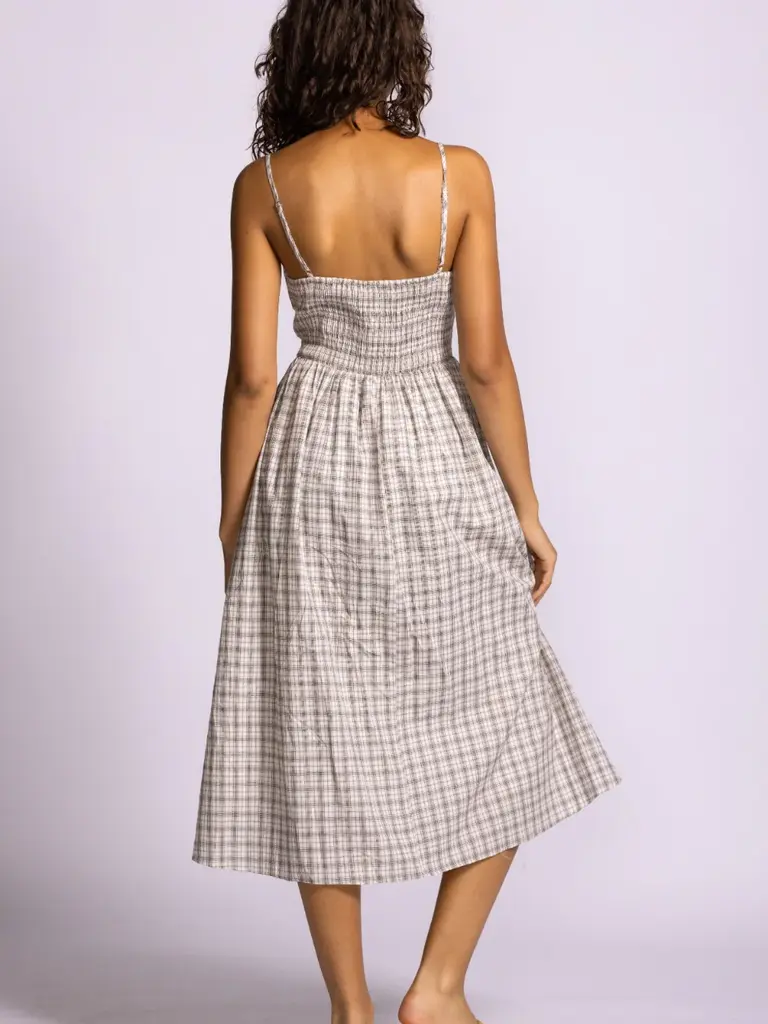 Pink Martini Sage & Taupe Check Midi