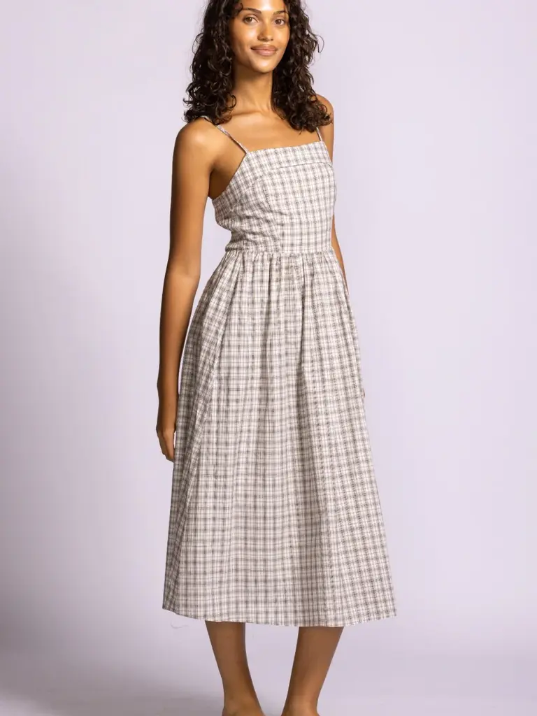 Pink Martini Sage & Taupe Check Midi