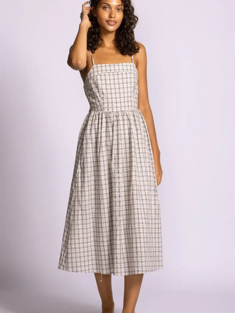 Pink Martini Sage & Taupe Check Midi