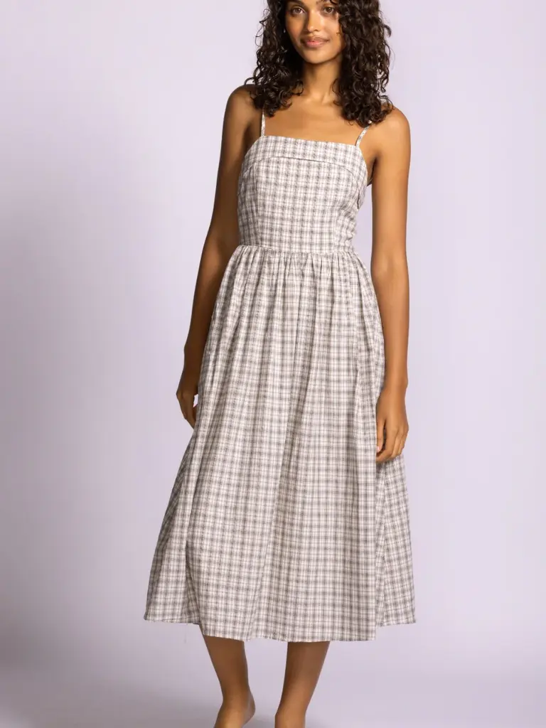 Pink Martini Sage & Taupe Check Midi