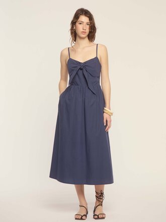 Deluc Tie Front Navy Dress