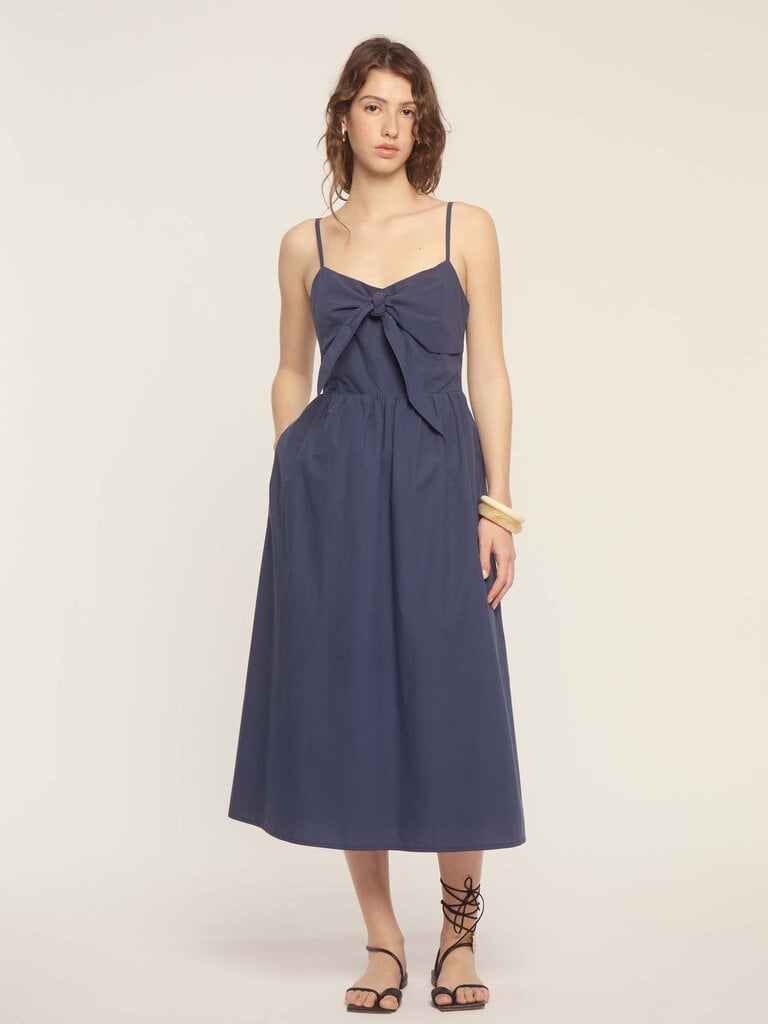 Deluc Tie Front Navy Dress