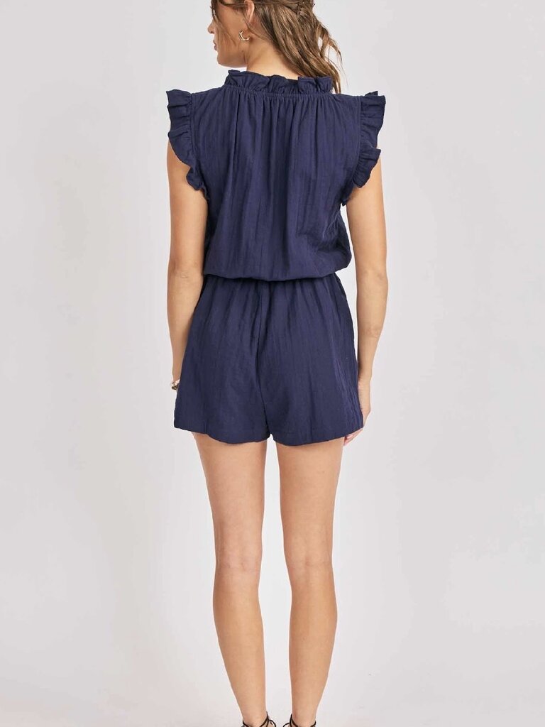 Sadie & Sage Ruffle Navy Romper