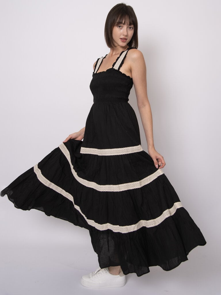 RD Style Black & Lace Trim Midi