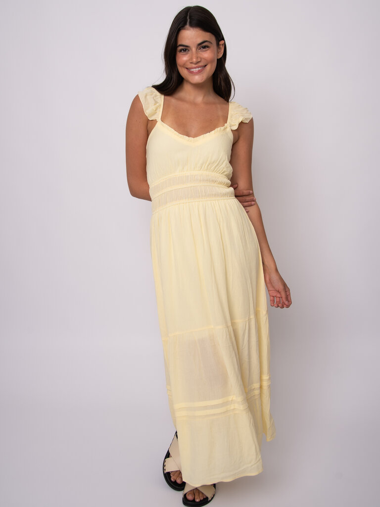 RD Style Soft Yellow Crinkle Dress