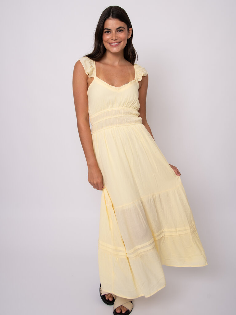 RD Style Soft Yellow Crinkle Dress