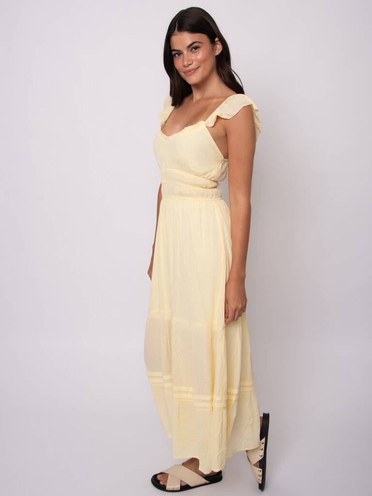 RD Style Soft Yellow Crinkle Dress