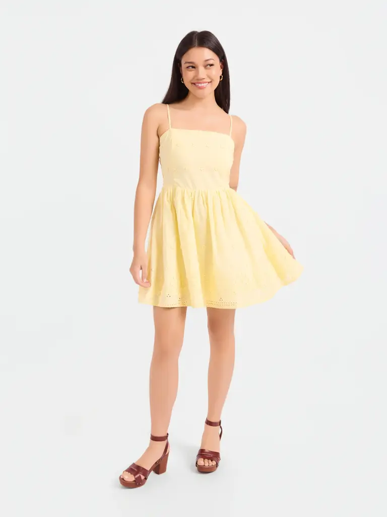 Sadie & Sage Yellow Embroider Floral Mini
