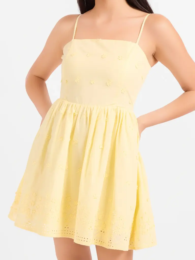 Sadie & Sage Yellow Embroider Floral Mini