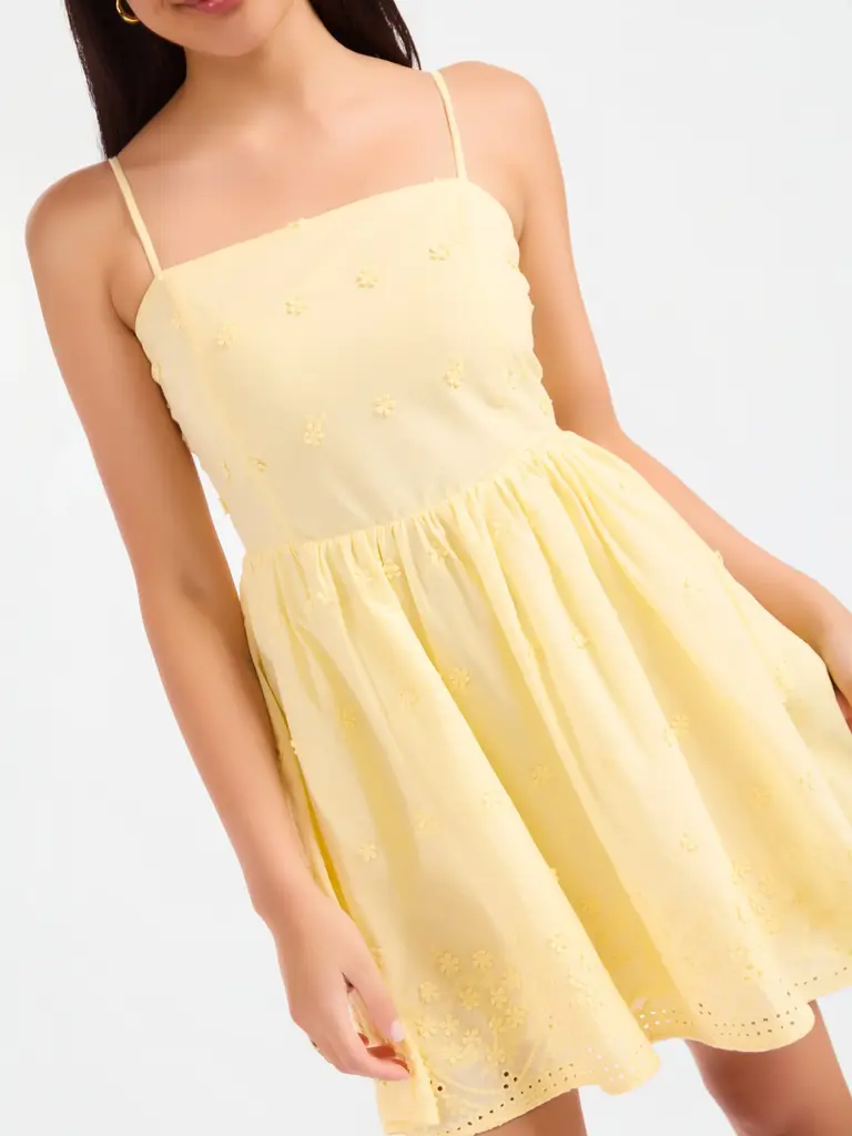 Sadie & Sage Yellow Embroider Floral Mini
