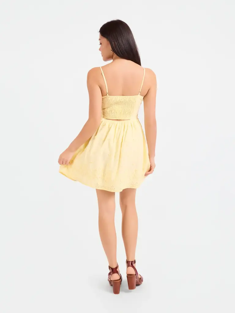 Sadie & Sage Yellow Embroider Floral Mini