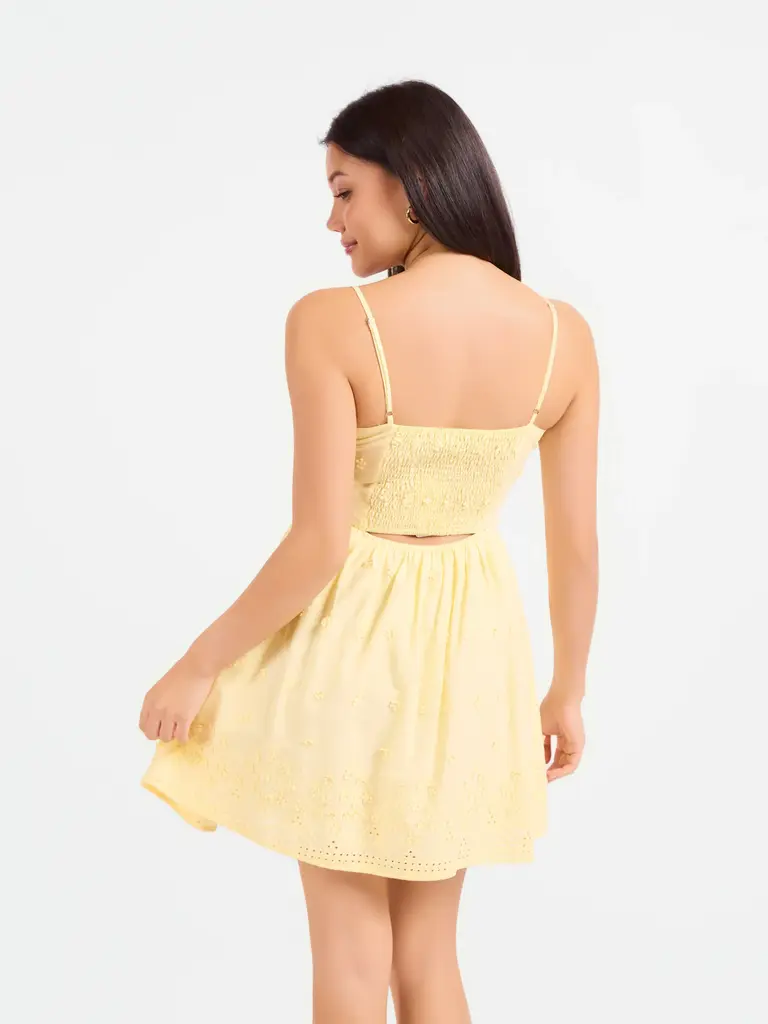 Sadie & Sage Yellow Embroider Floral Mini