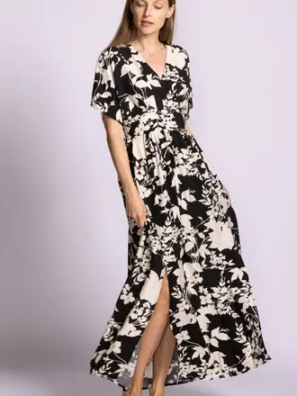 Pink Martini Floral Cream Black Maxi