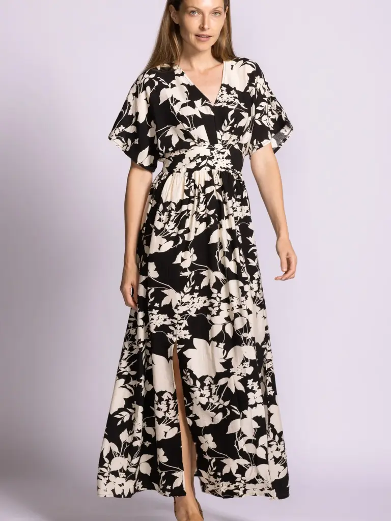 Pink Martini Floral Cream Black Maxi