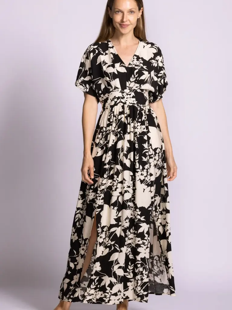 Pink Martini Floral Cream Black Maxi