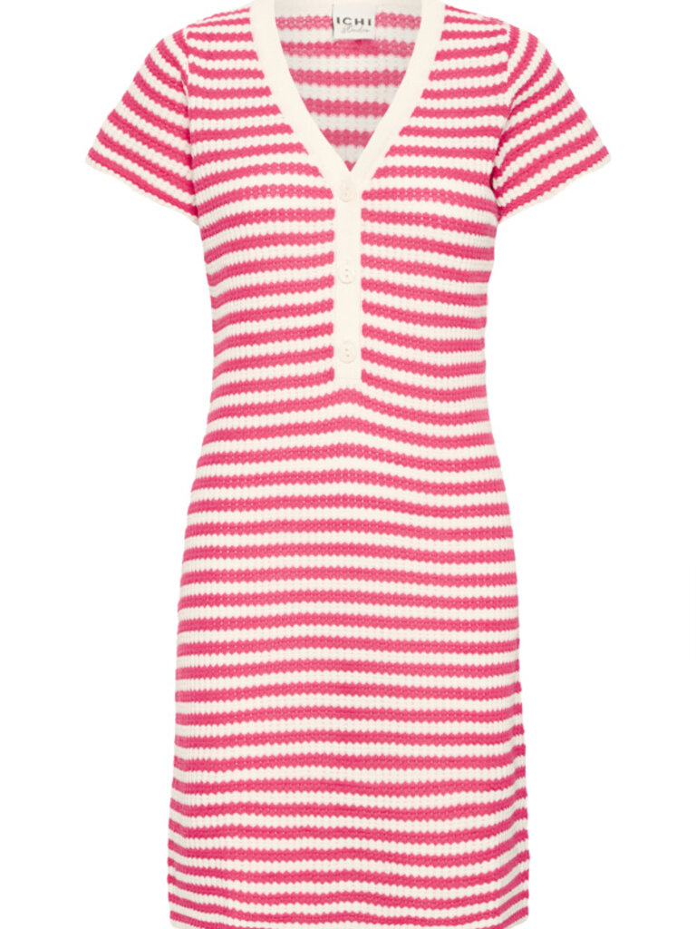 ICHI Pink & Cream Knit Dress
