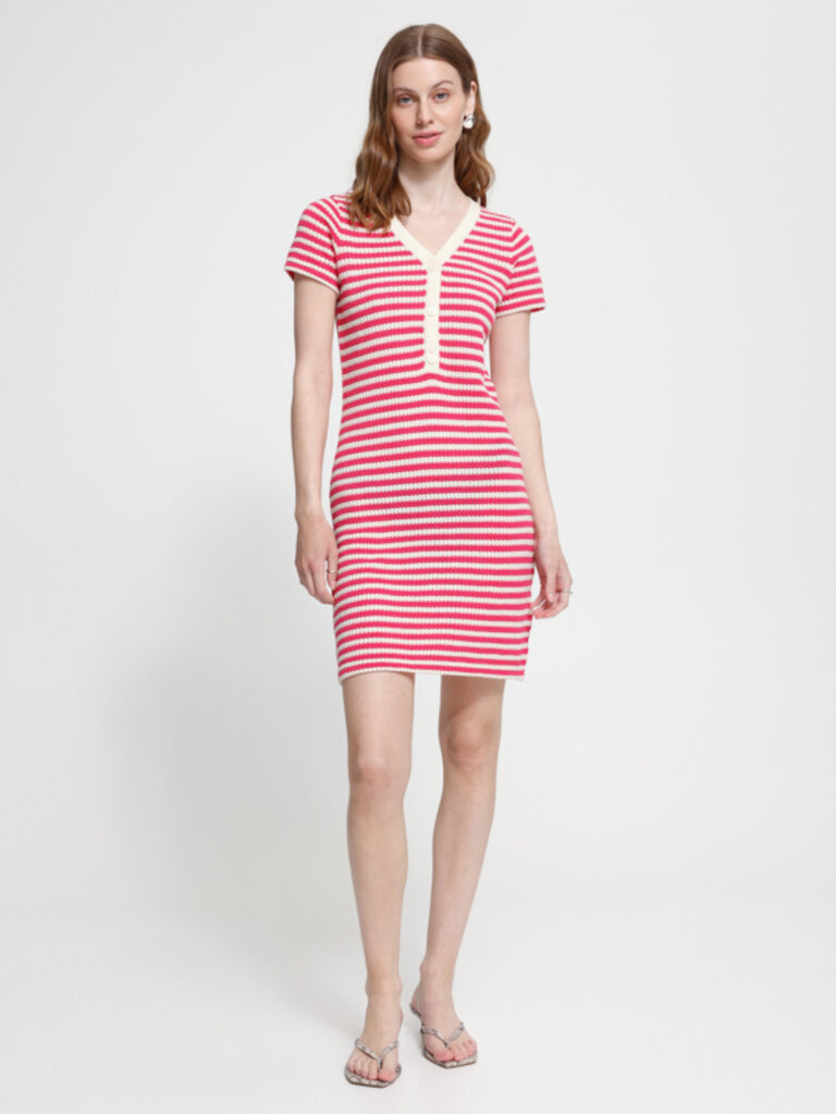 ICHI Pink & Cream Knit Dress