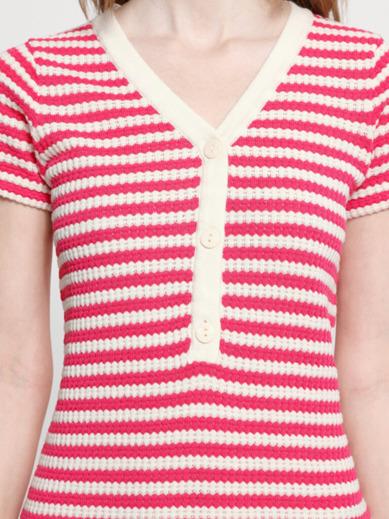 ICHI Pink & Cream Knit Dress