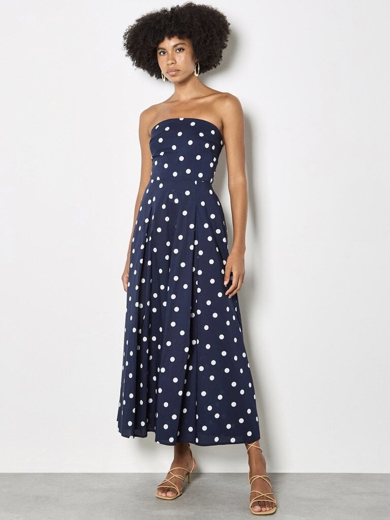 Apricot Polka Dot Navy Jumpsuit