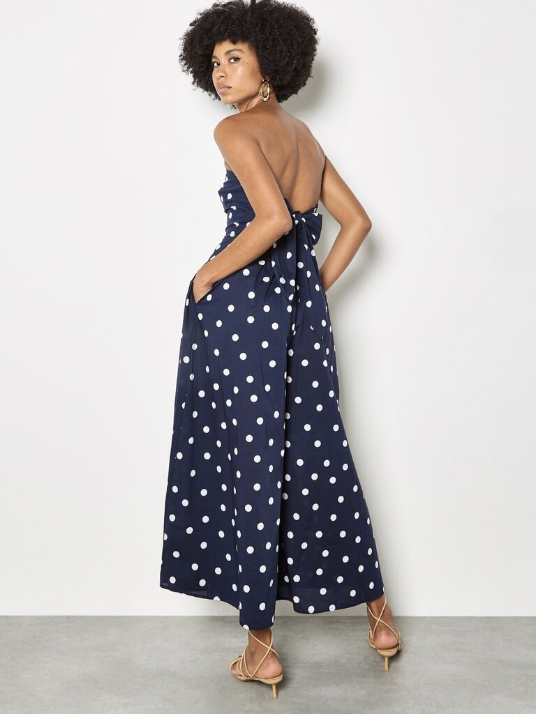 Apricot Polka Dot Navy Jumpsuit
