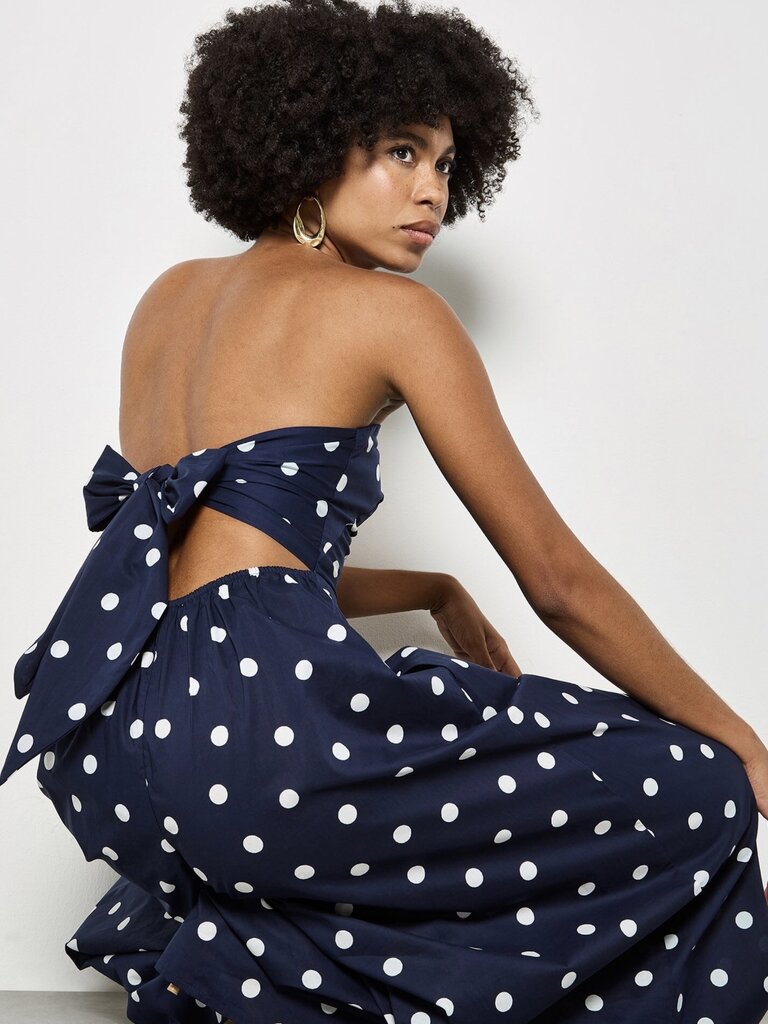 Apricot Polka Dot Navy Jumpsuit