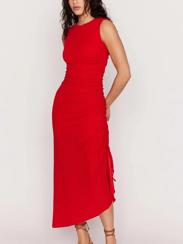 Mink Pink Bright Red Drawstring Maxi