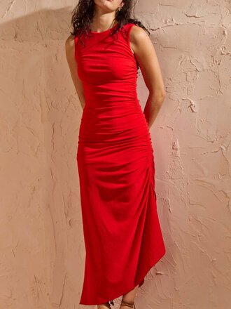 Mink Pink Bright Red Drawstring Maxi