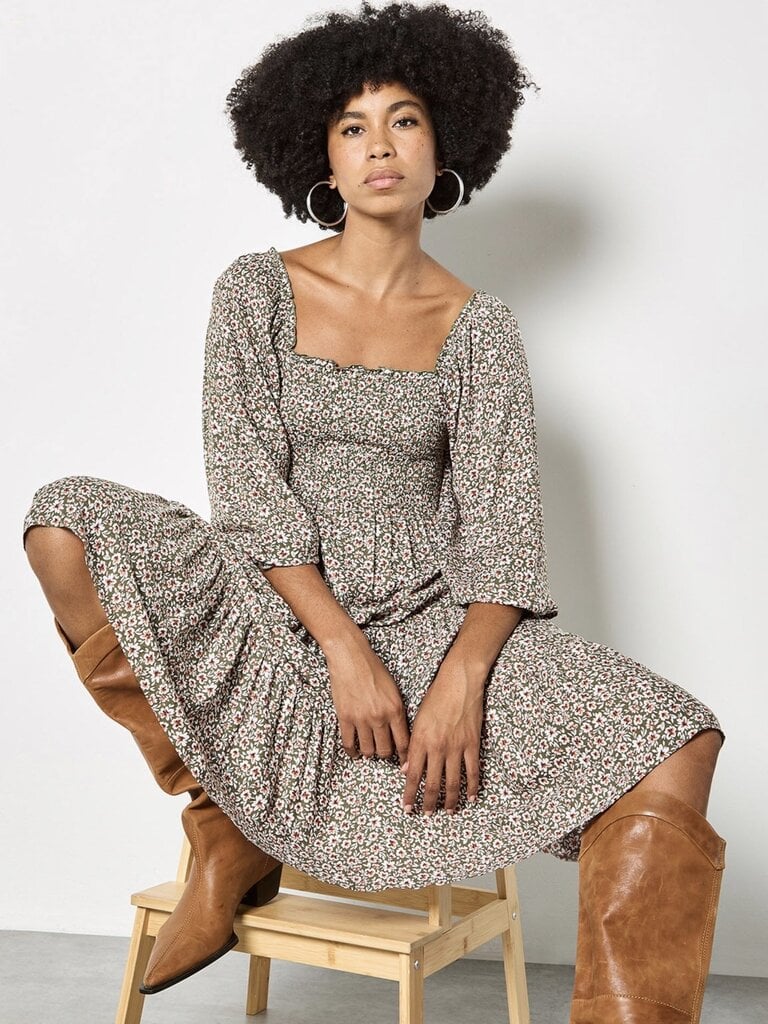 Apricot Smocked Sage Dress