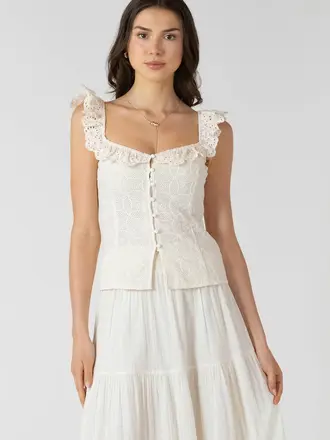 Dex Cream Eyelet Tank