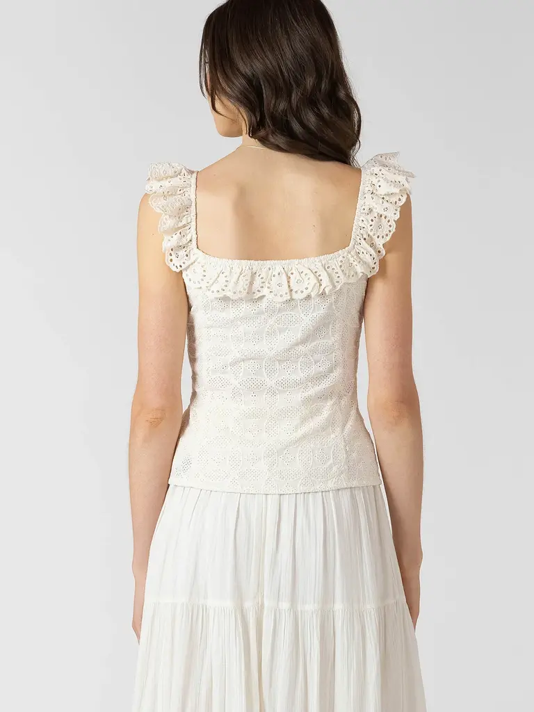 Dex Cream Eyelet Tank