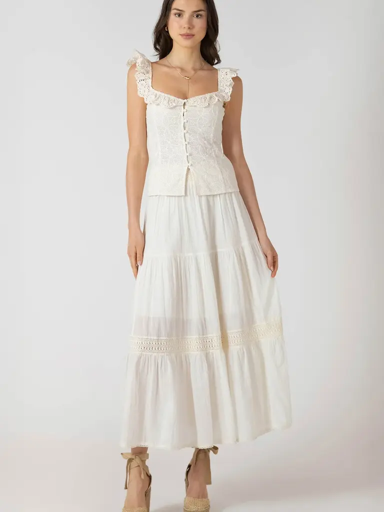 Dex Cream Eyelet Tank
