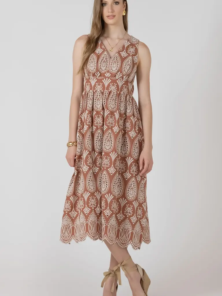 Black Tape Rust & Beige Dress