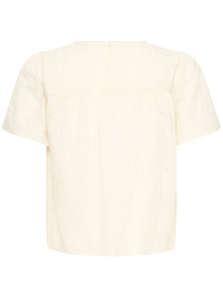 ICHI Embroider Cream Top