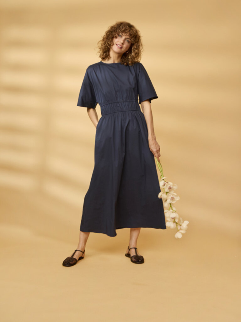 Fransa Navy Poplin Dress