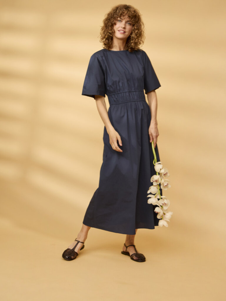 Fransa Navy Poplin Dress