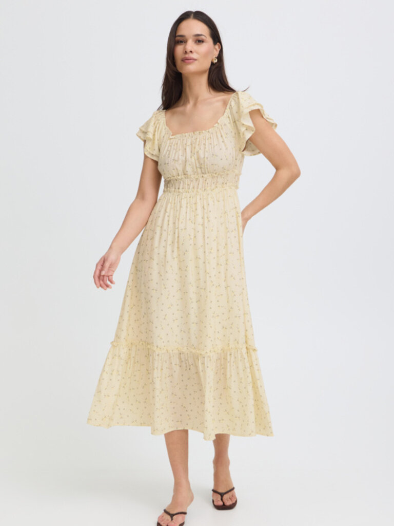B. Young Soft Yellow Floral Dress