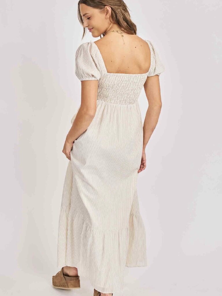 Sadie & Sage White Taupe Stripe Dress